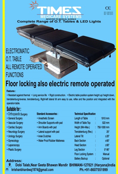 ELECTROMATIC O.T.T TABLE ALL REMOTE OPERATED FUNCTIONS
